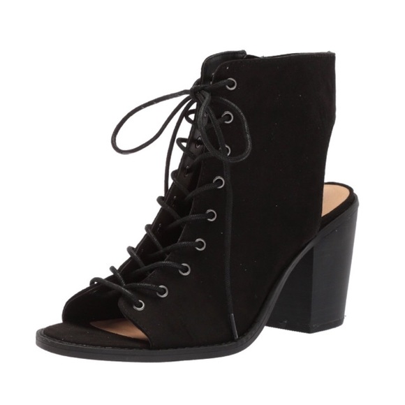 💥 CLEARANCE Open Toe Lace Up Open Back Booties - Picture 4 of 4